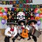 Day of The Dead Balloons Dia de Los Muertos Fiesta Background(Black,blue,green,orange,purple)